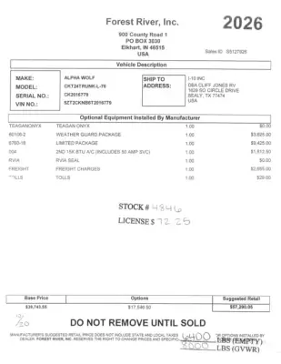2026 Forest River Cherokee Alpha Wolf 24TRUNK photo 80