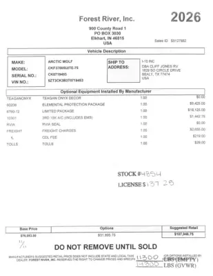 2026 Forest River Cherokee Arctic Wolf 3750SUITE photo 105