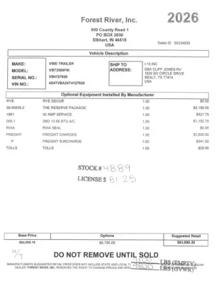 2026 Forest River Vibe Extreme Lite 2500FIK photo 54