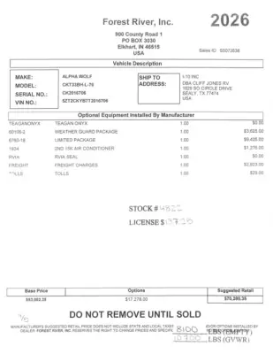 2026 Forest River Cherokee Alpha Wolf 33BH photo 83