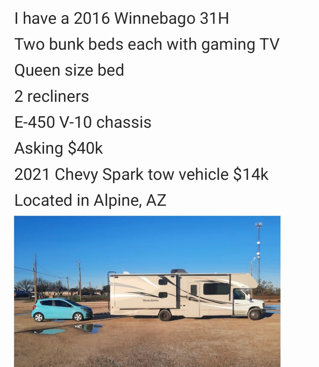 2016 WINNEBAGO MINNIE WINNIE exterior
