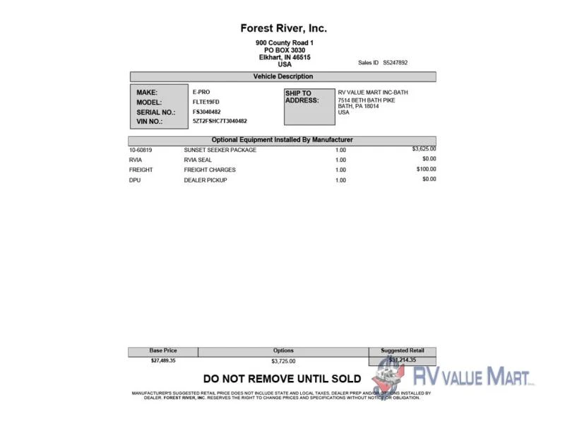 2026 Forest River RV Flagstaff E-Pro exterior