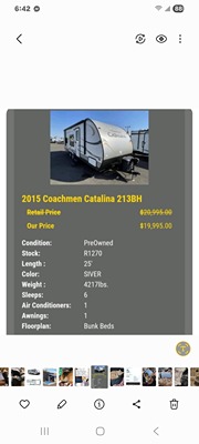 Used 2015 Coachmen Catalina 213BH