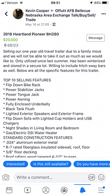 2018 PIONEER TRAVEL TRAILER photo 2