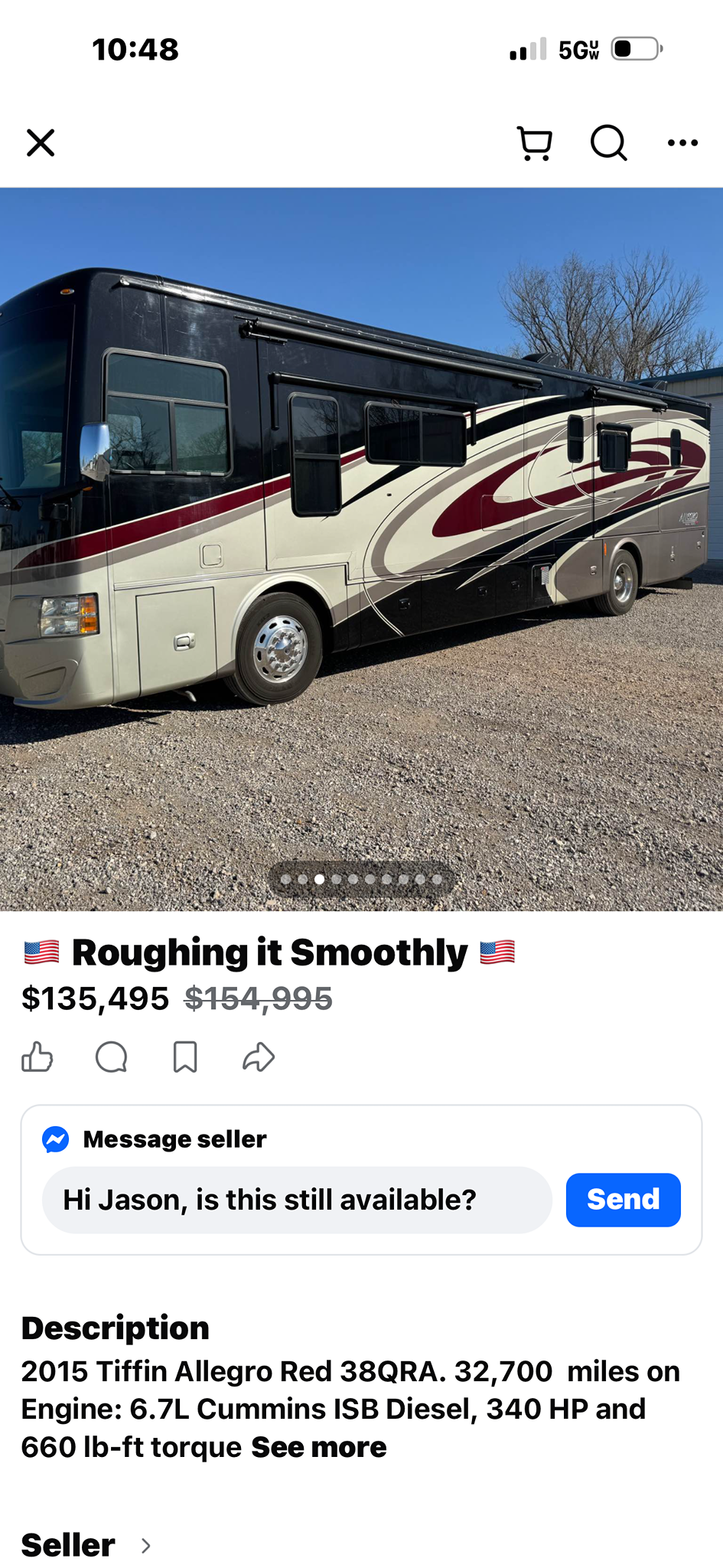 2015 TIFFIN MOTORHOMES ALLEGRO RED exterior